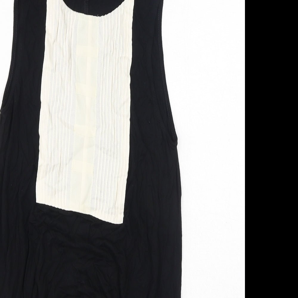 Gap Womens Black Colourblock Viscose Tunic Tank Size S Boat Neck