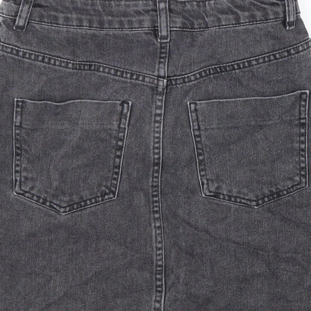 ASOS Womens Black Cotton Straight & Pencil Skirt Size 8 Zip