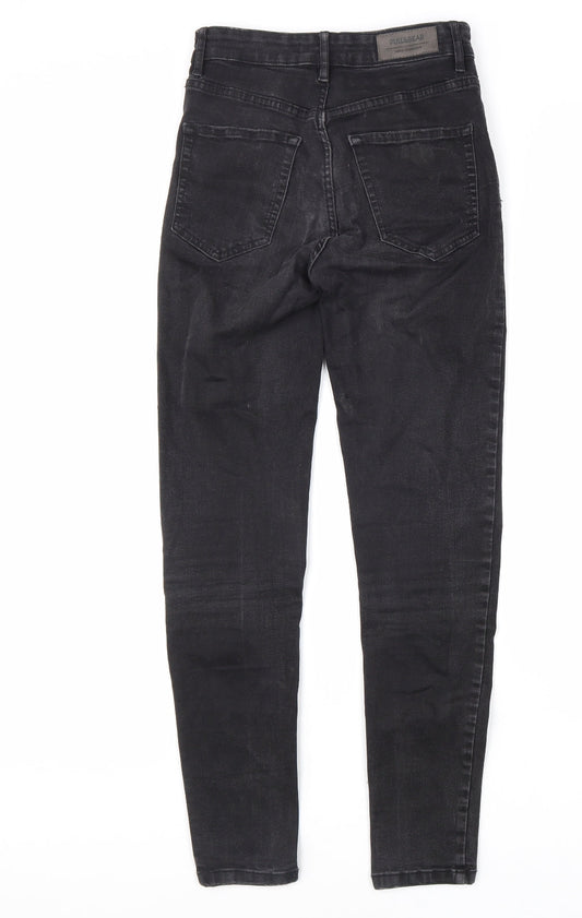 Pull&Bear Womens Black Cotton Skinny Jeans Size 28 L28 in Regular Zip
