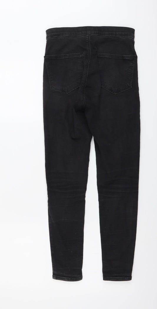 Topshop Womens Black Cotton Skinny Jeans Size 28 in L30 in Regular Button