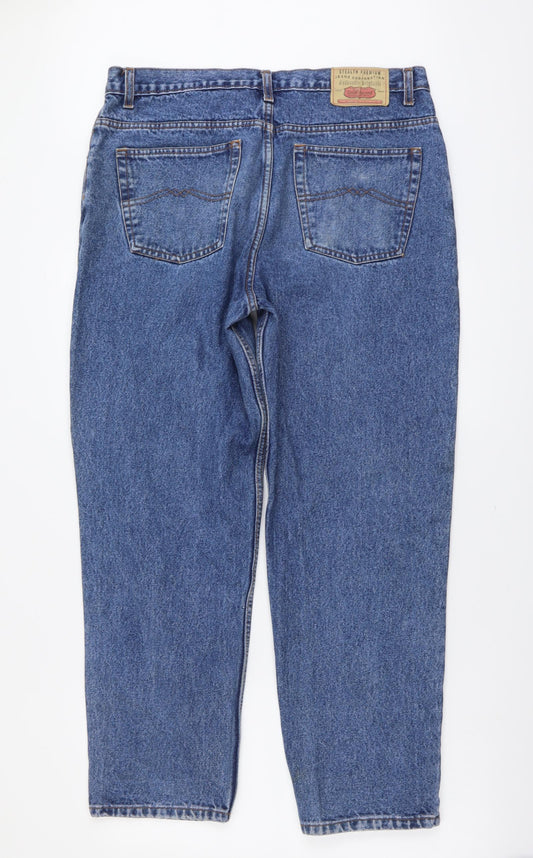 Gold Award Womens Blue Cotton Mom Jeans Size 38 in L29 in Regular Button