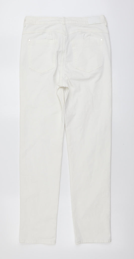 Marks and Spencer Womens White Cotton Skinny Jeans Size 30 in L30 in Regular Button