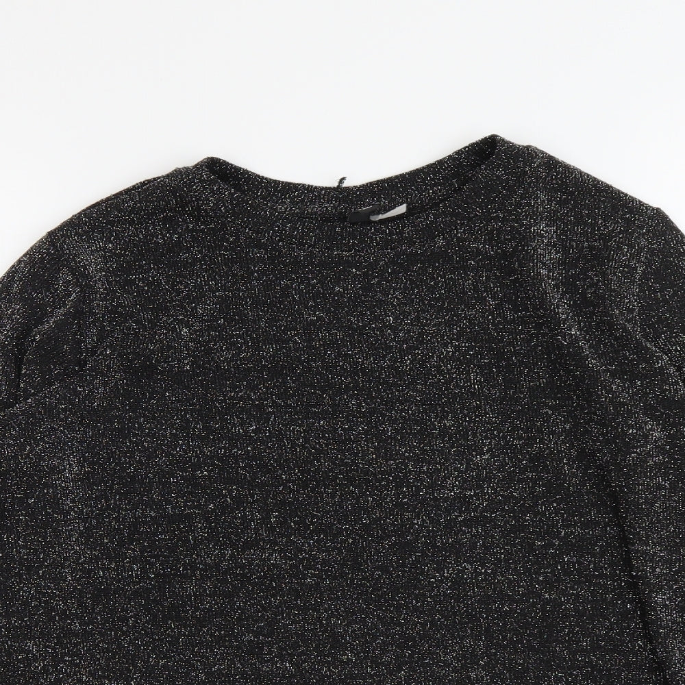 H&M Womens Black Scoop Neck Polyester Pullover Jumper Size XS