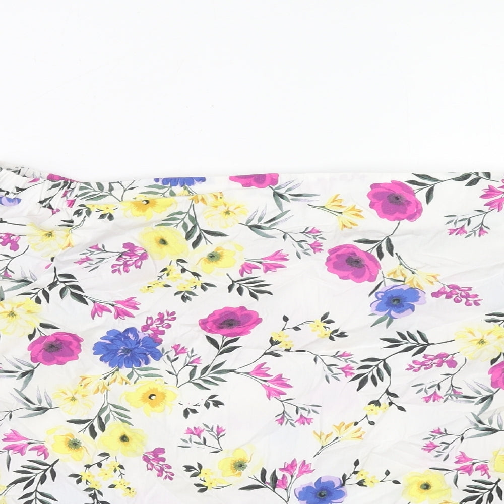 New Look Womens Multicoloured Floral Cotton Basic Blouse Size 12 Off the Shoulder