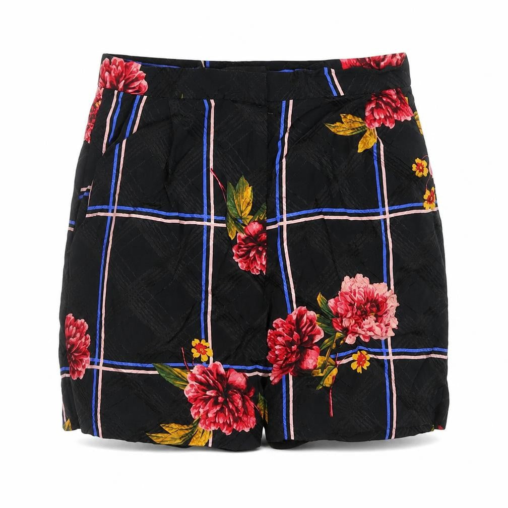 Topshop Womens Black Geometric Viscose Basic Shorts Size 6 Regular Zip