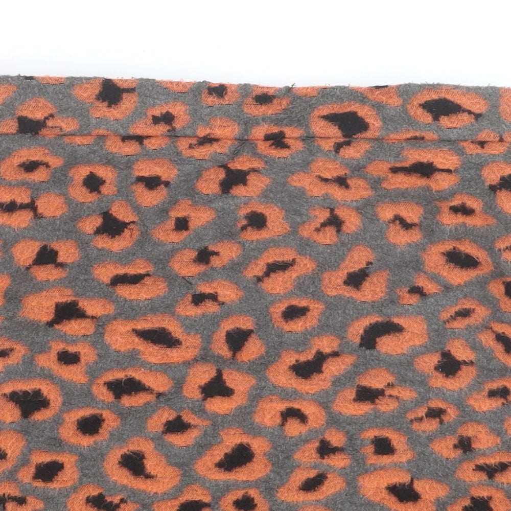 Topshop Womens Orange Animal Print Polyester Mini Skirt Size 8 Zip - Leopard Pattern