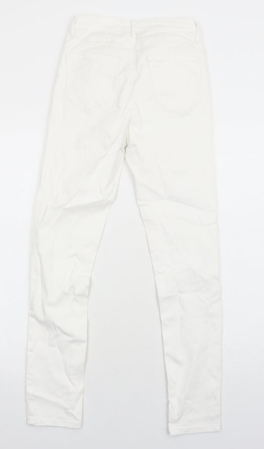 Preworn Womens White Cotton Skinny Jeans Size 8 Regular Zip