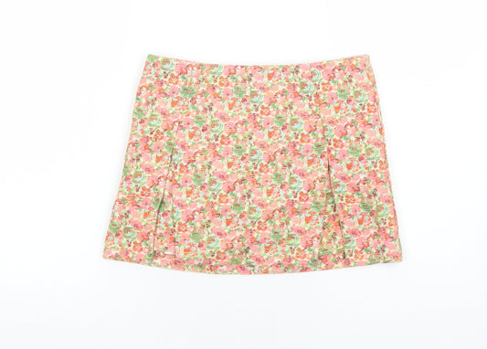 Topshop Womens Multicoloured Floral Polyester Mini Skirt Size 6 Zip