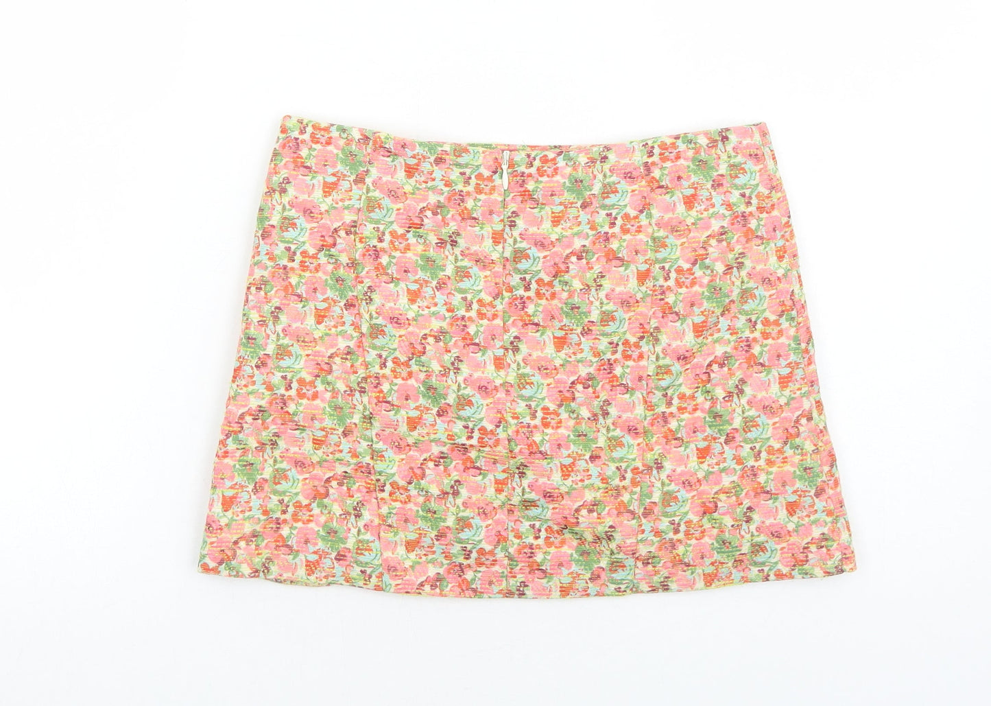 Topshop Womens Multicoloured Floral Polyester Mini Skirt Size 6 Zip