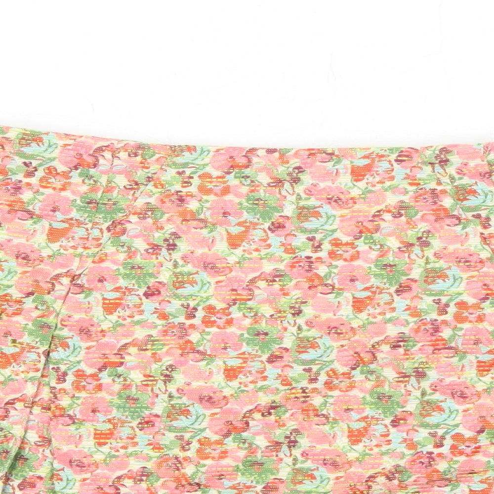 Topshop Womens Multicoloured Floral Polyester Mini Skirt Size 6 Zip