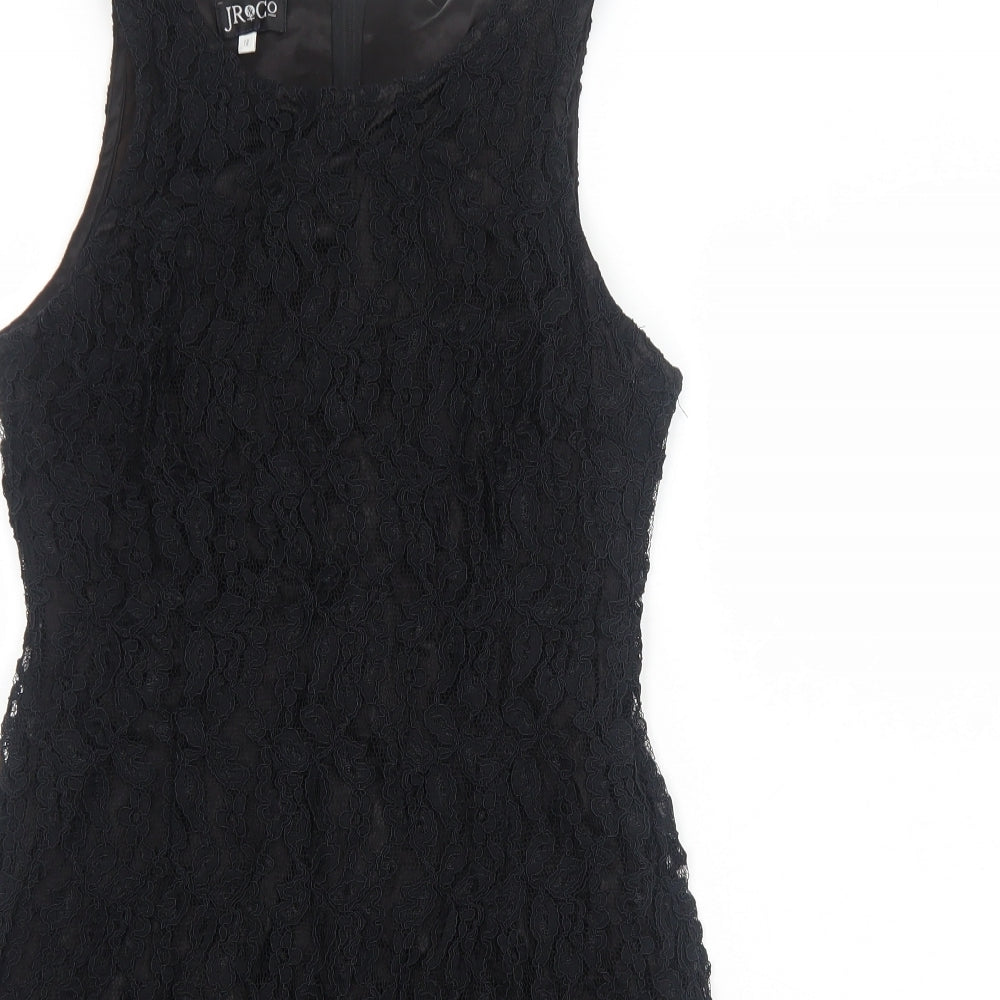 JR&Co Womens Black Polyester Mini Size 12 Boat Neck Zip