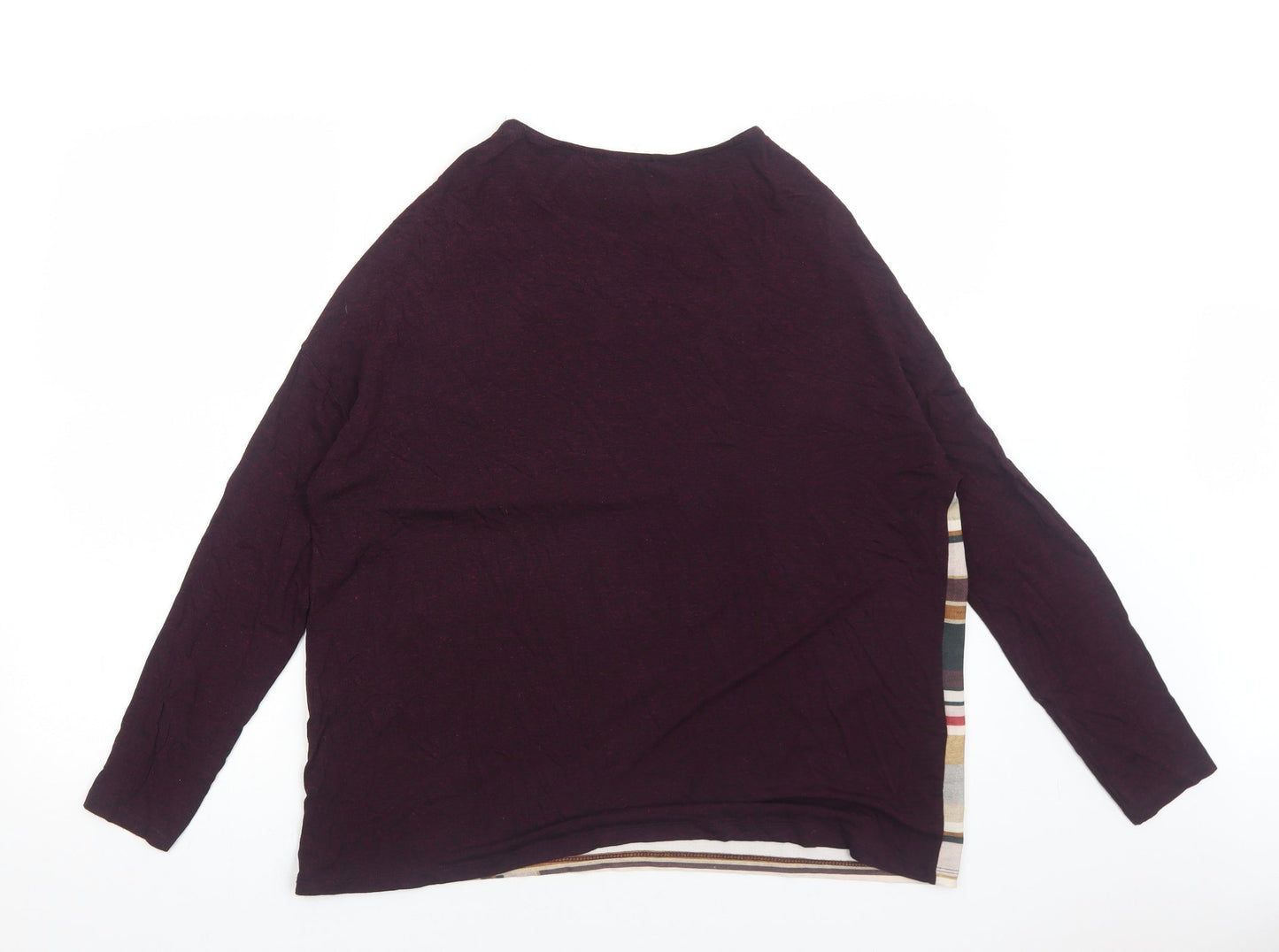 Zara Womens Purple Striped Polyester Basic Blouse Size S Boat Neck