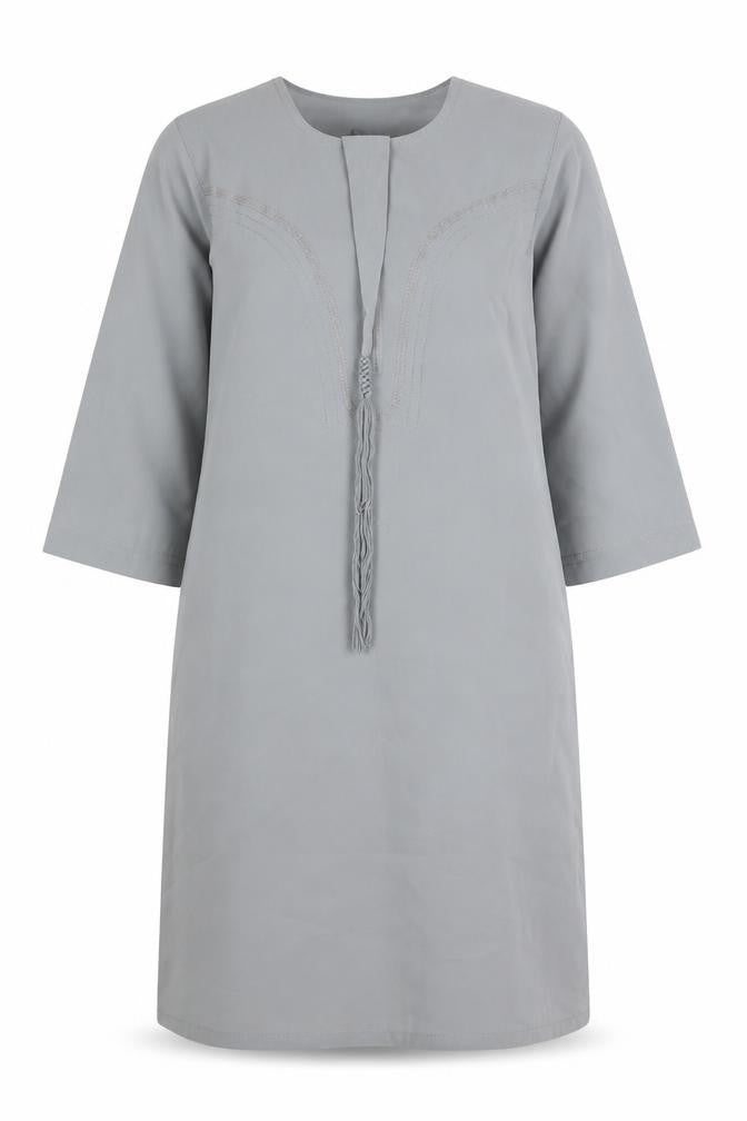 Ikaf Womens Grey Polyester Shift Size 4 Scoop Neck Pullover