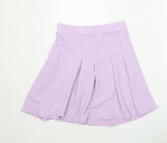Spotted Womens Purple Polyester Pleated Skirt Size M