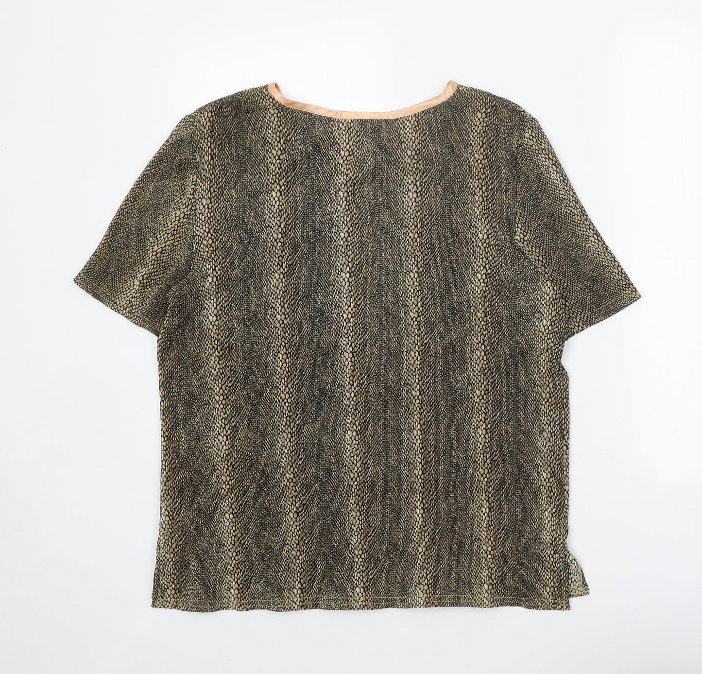 Debenhams Womens Gold Animal Print Polyester Basic T-Shirt Size 16 Round Neck - Snake Print