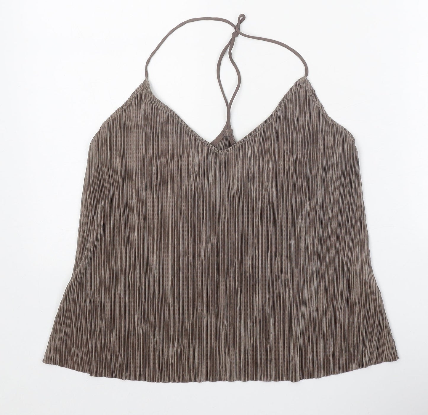 Topshop Womens Brown Polyester Camisole Tank Size 10 V-Neck - Plisse