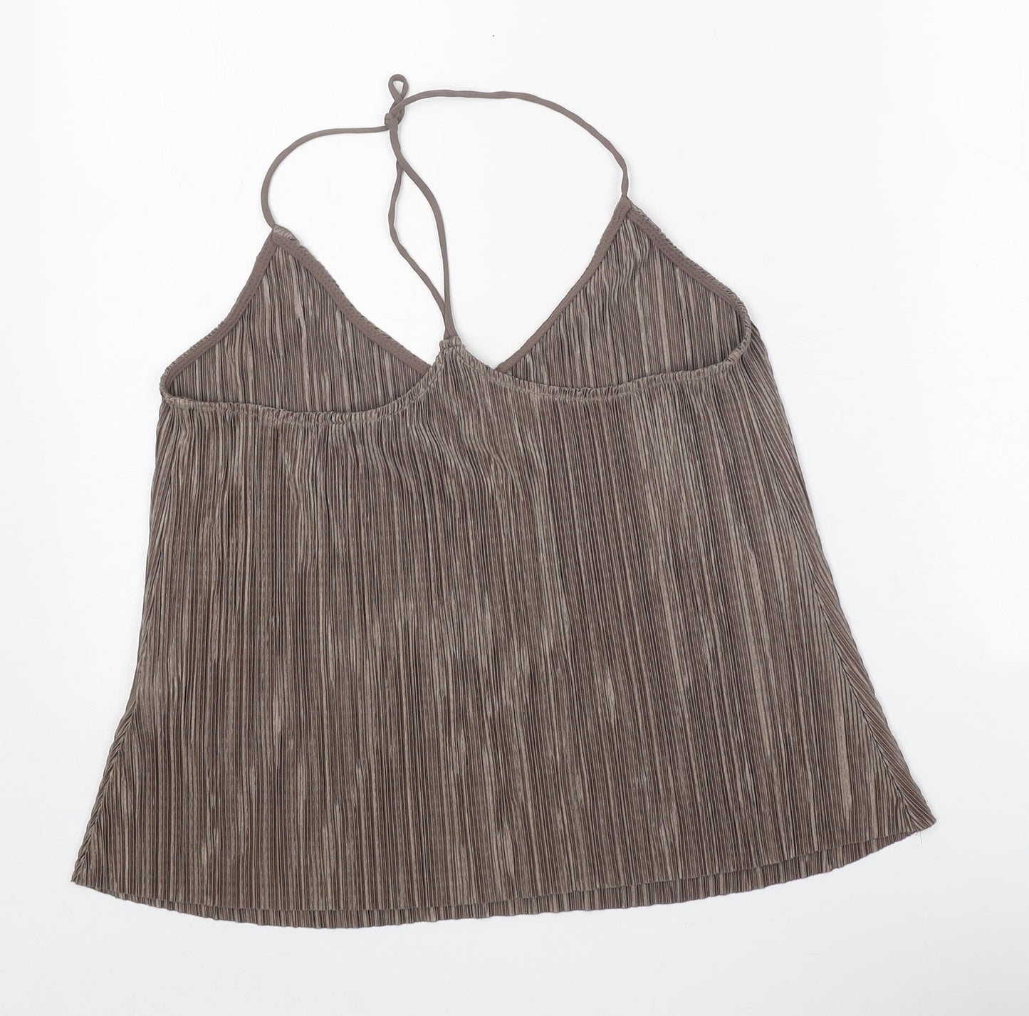 Topshop Womens Brown Polyester Camisole Tank Size 10 V-Neck - Plisse