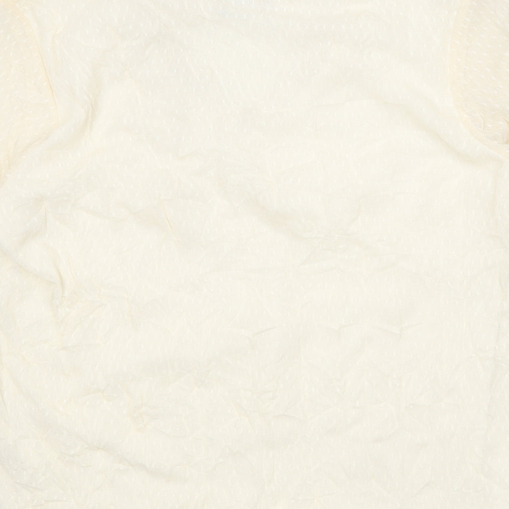 Bonmarché Womens White Polyester Basic T-Shirt Size L V-Neck