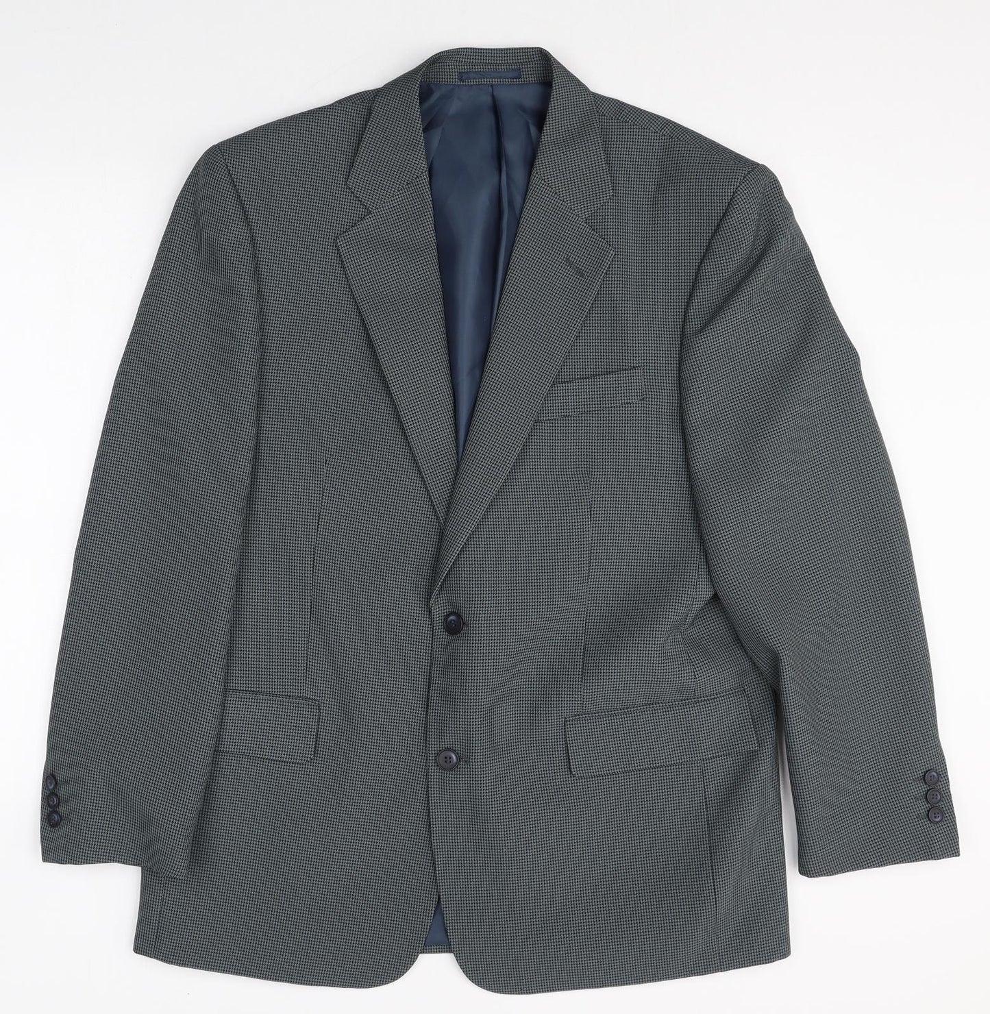 Simon Taylor Mens Grey Geometric Polyester Jacket Suit Jacket Size 42 Regular