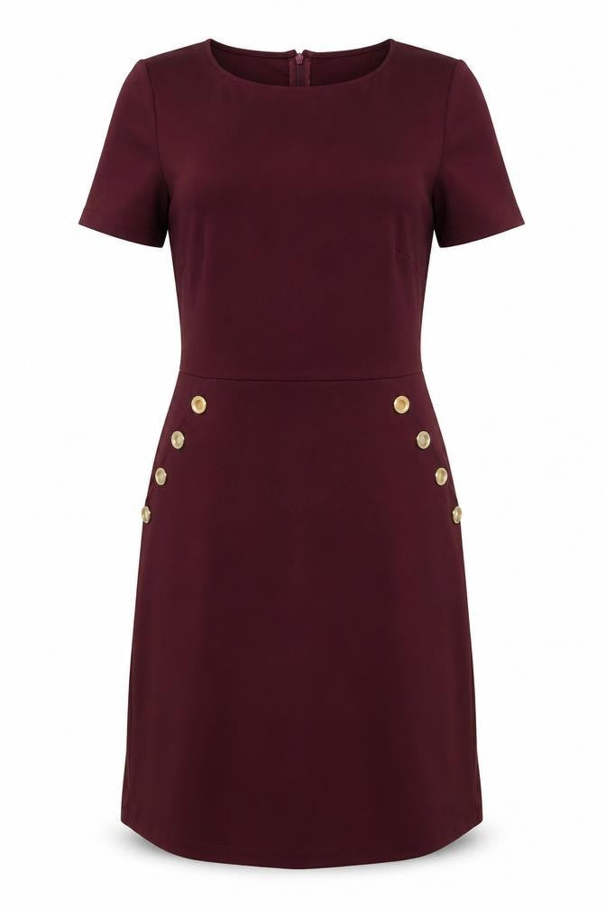 So Fabulous Womens Red Polyester T-Shirt Dress Size 10 Boat Neck Zip