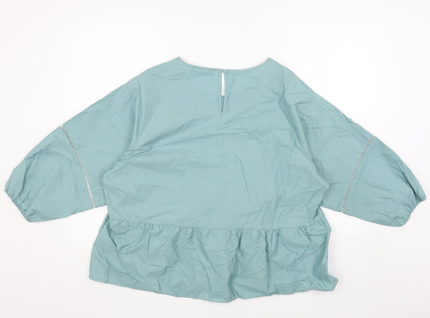 Marks and Spencer Womens Blue Viscose Basic Blouse Size 16 Boat Neck