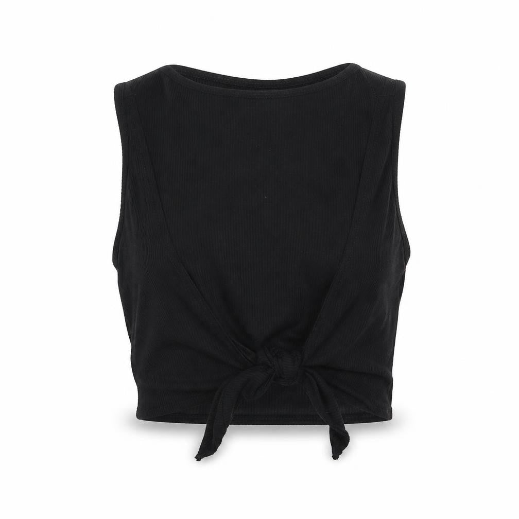 Urban Outfitters Womens Black Cotton Cropped Tank Size S V-Neck - Tie Front