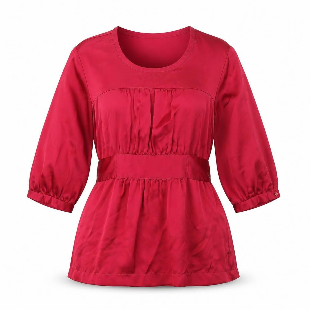 Zara Womens Pink Polyester Tunic Blouse Size M Scoop Neck