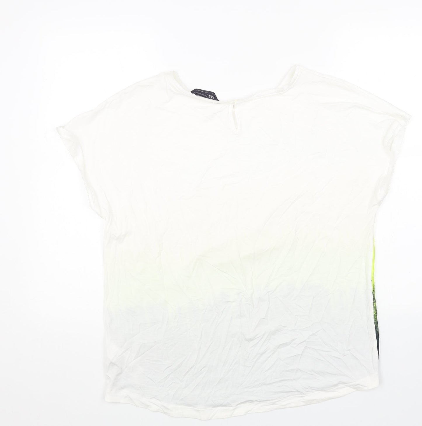 Marks and Spencer Womens Multicoloured Colourblock Polyester Basic T-Shirt Size 12 Boat Neck