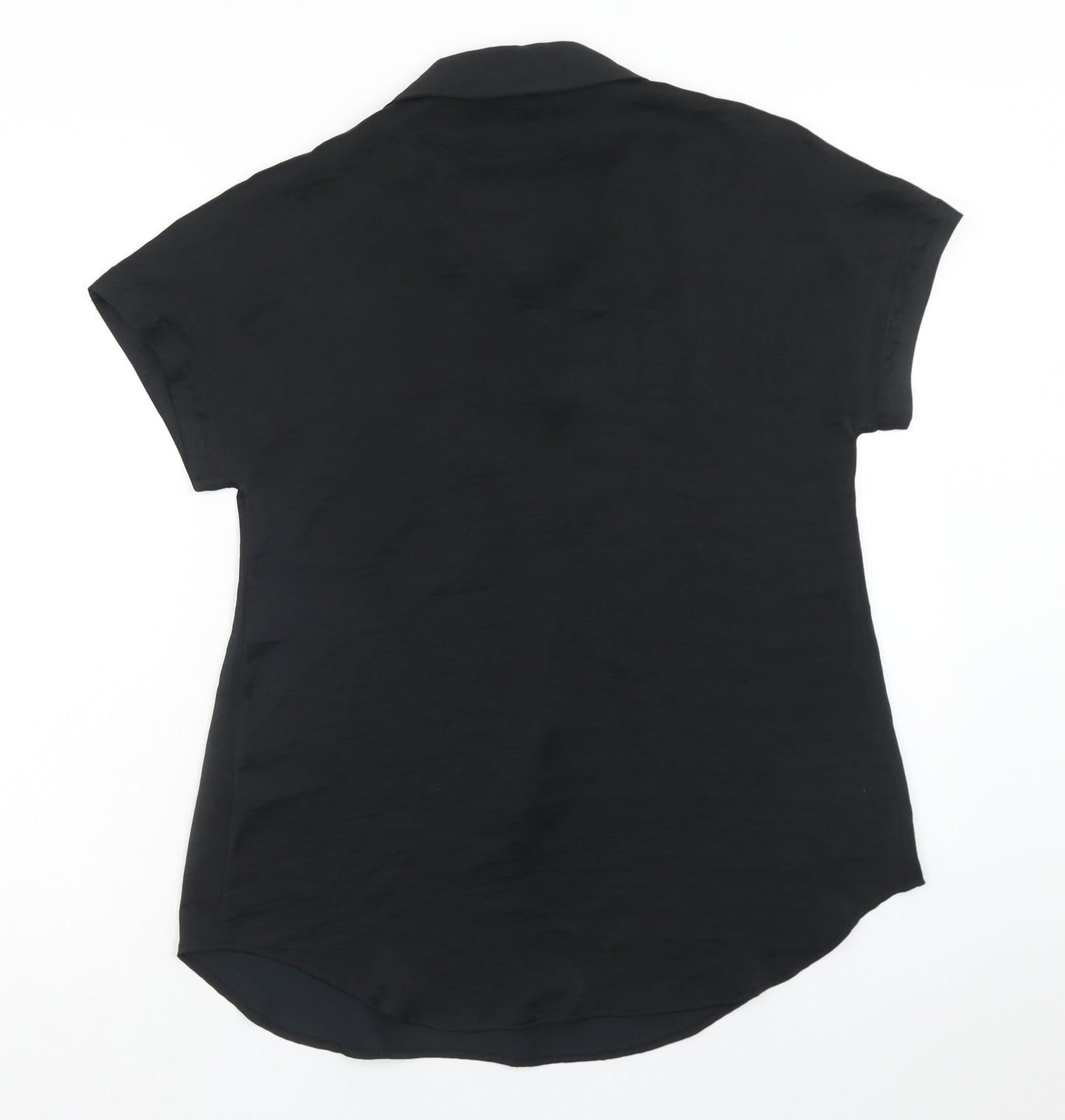 Marks and Spencer Womens Black Polyester Tunic Blouse Size 6 Collared