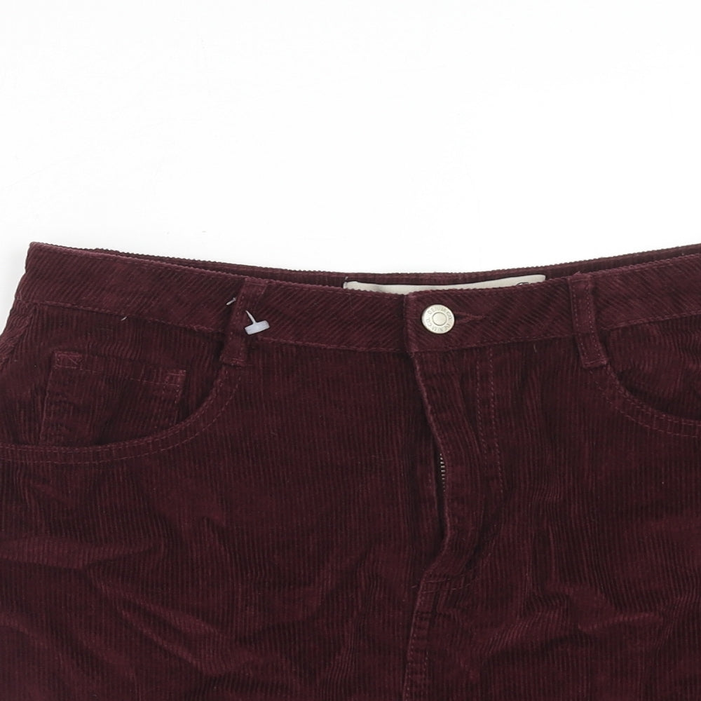 Denim & Co. Womens Red Cotton Straight & Pencil Skirt Size 12 Zip