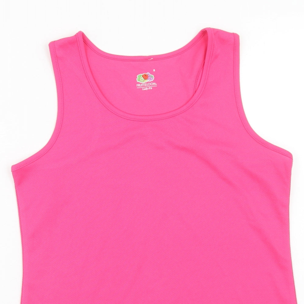 Fruit of the Loom Womens Pink Polyester Basic Tank Size S Scoop Neck Pullover