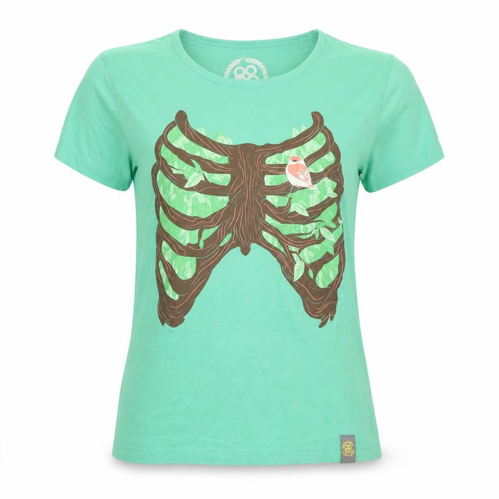 Preworn Womens Green 100% Cotton Basic T-Shirt Size S Scoop Neck - Ribcage. Bird
