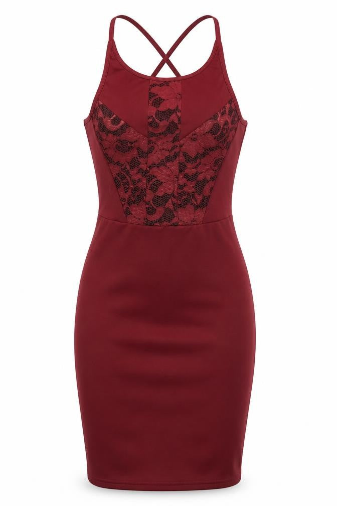 Boohoo Womens Red Floral Polyester Bodycon Size 10 Round Neck Pullover