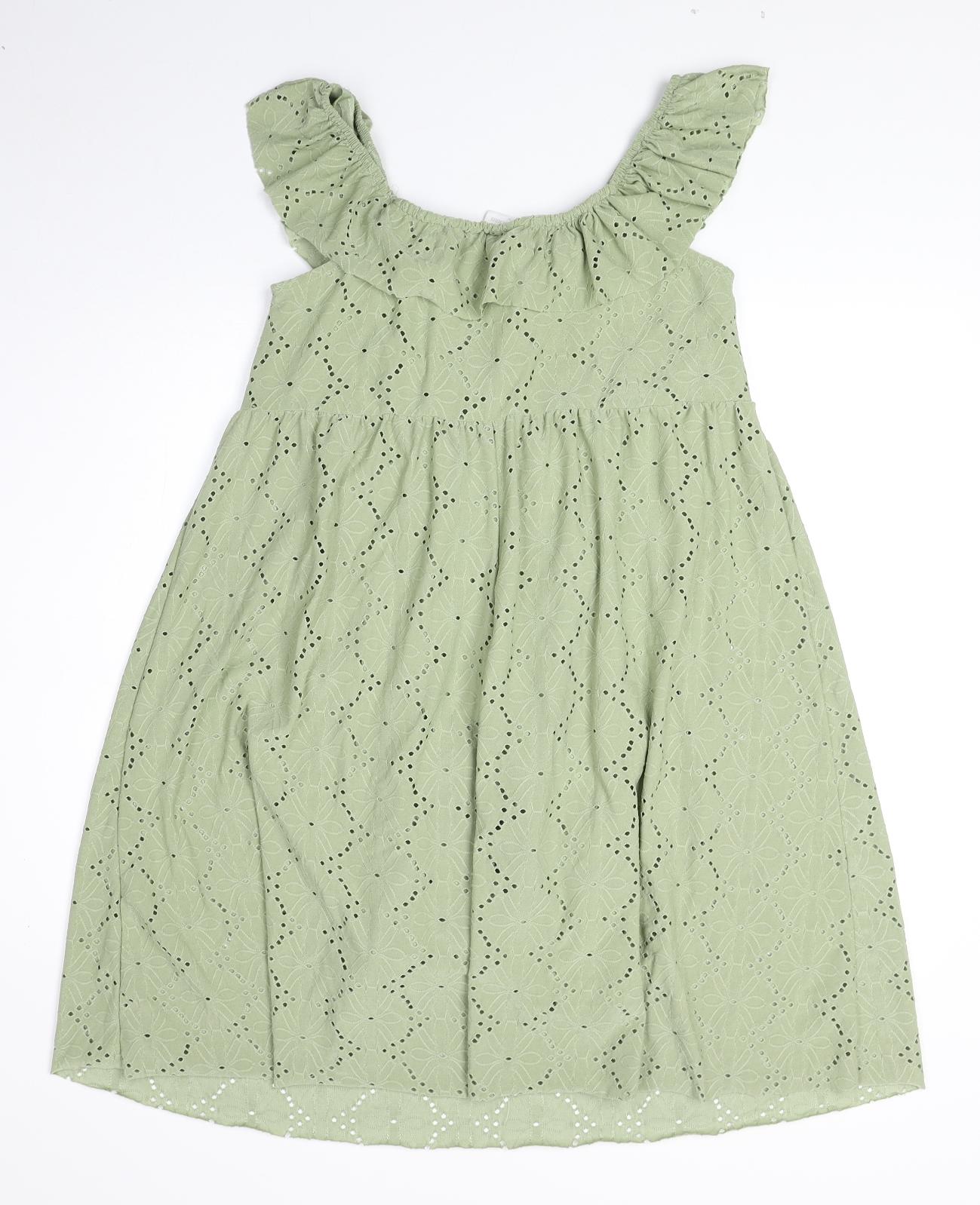 Mamalicious Womens Green Geometric Polyester Trapeze & Swing Size M Off the Shoulder Pullover