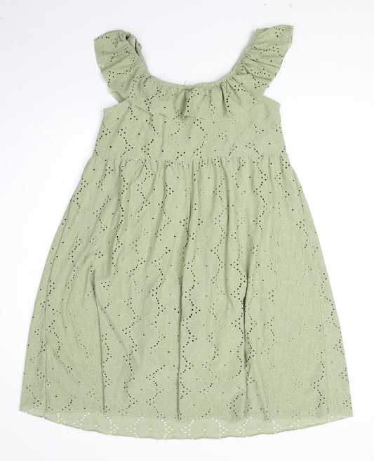 Mamalicious Womens Green Geometric Polyester Trapeze & Swing Size M Off the Shoulder Pullover