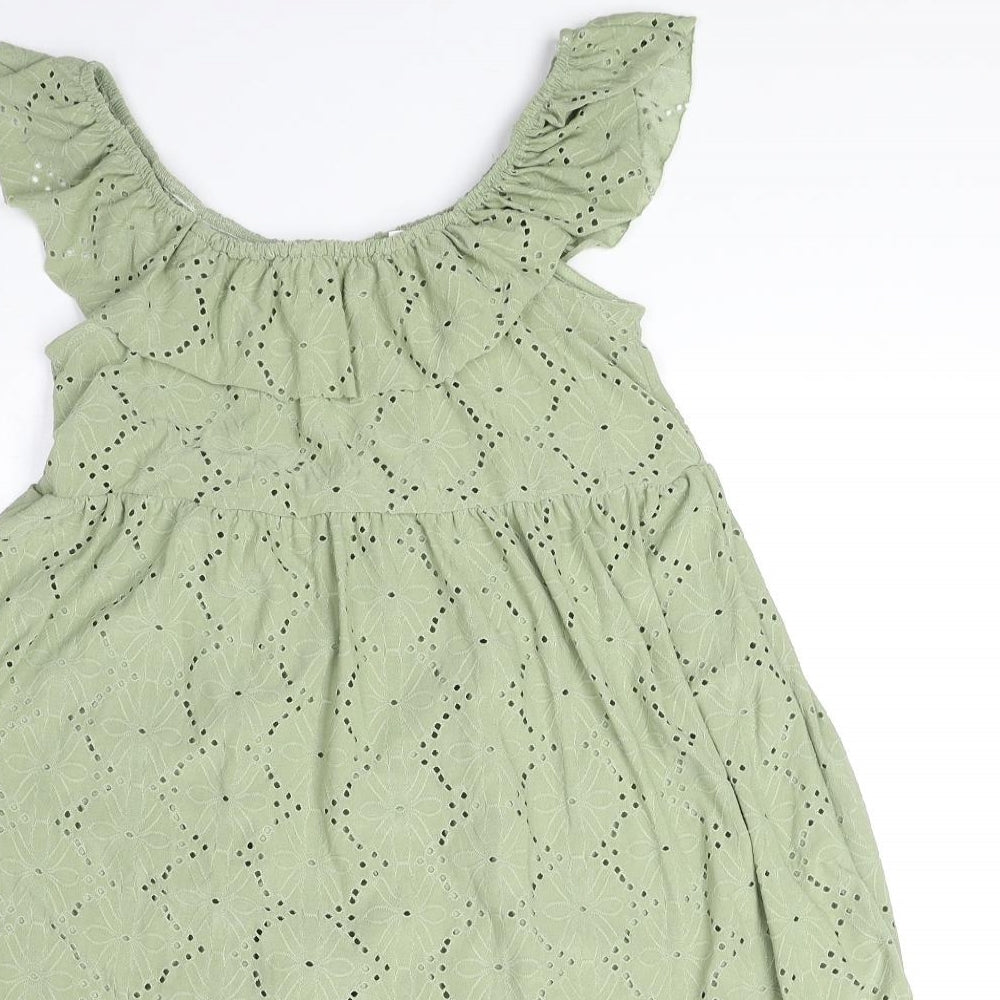 Mamalicious Womens Green Geometric Polyester Trapeze & Swing Size M Off the Shoulder Pullover