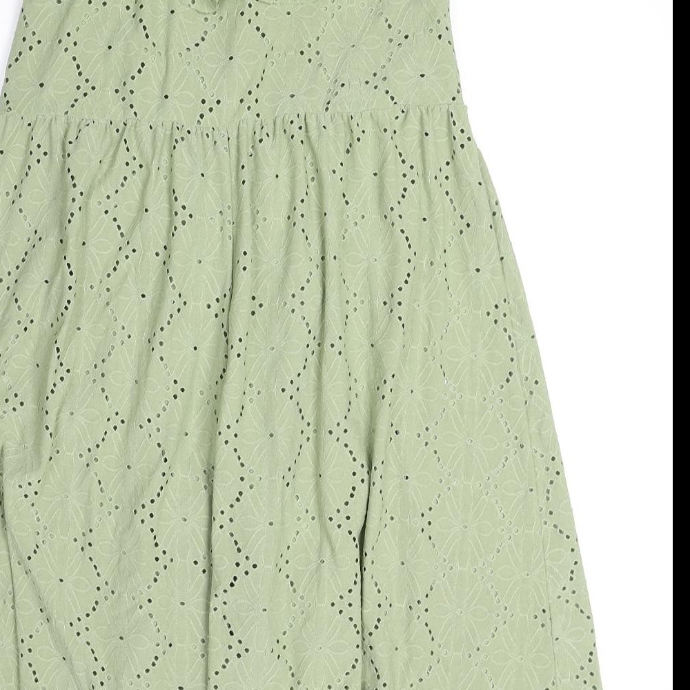 Mamalicious Womens Green Geometric Polyester Trapeze & Swing Size M Off the Shoulder Pullover