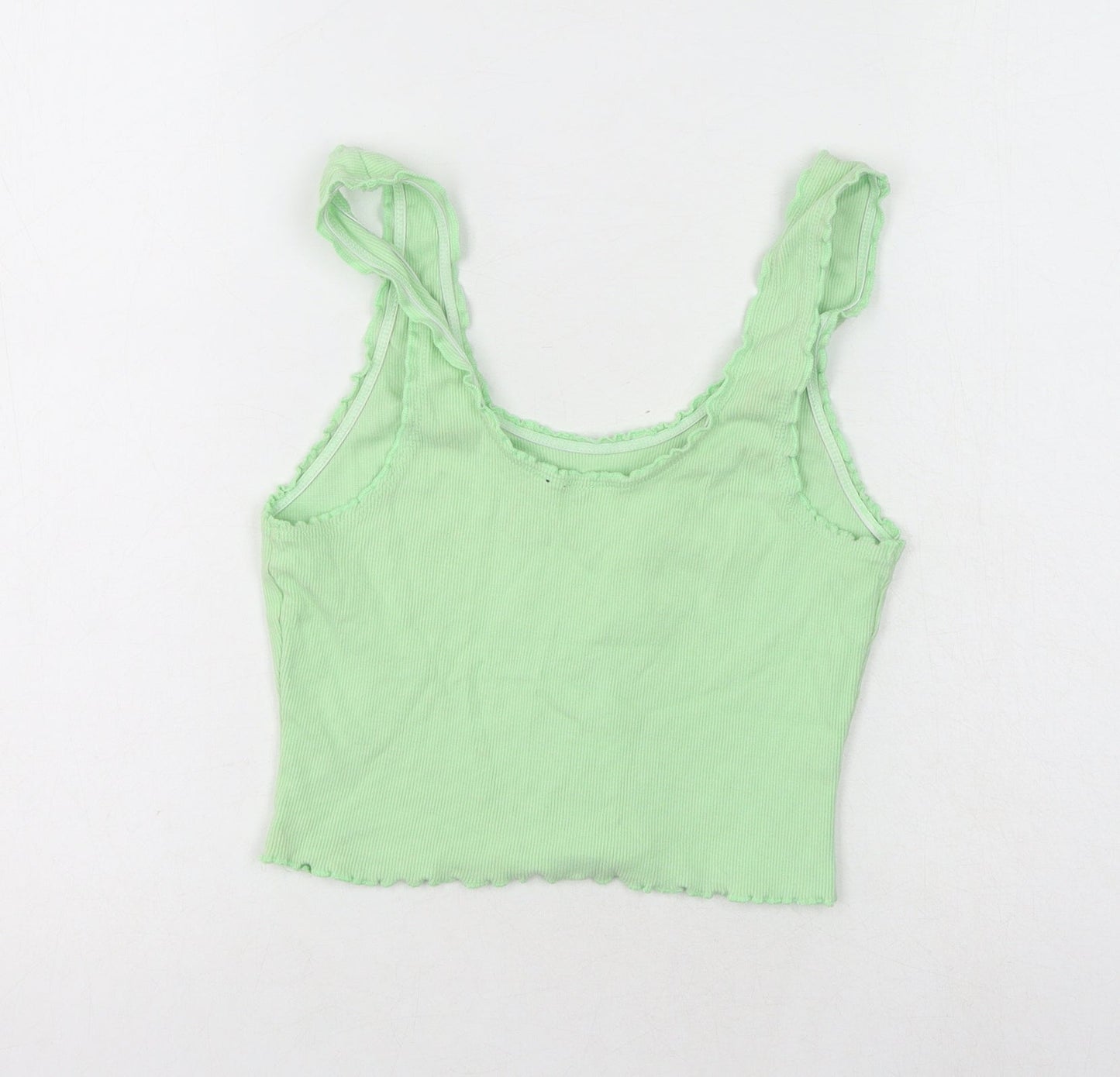 ASOS Womens Green Cotton Cropped Tank Size 10 Scoop Neck