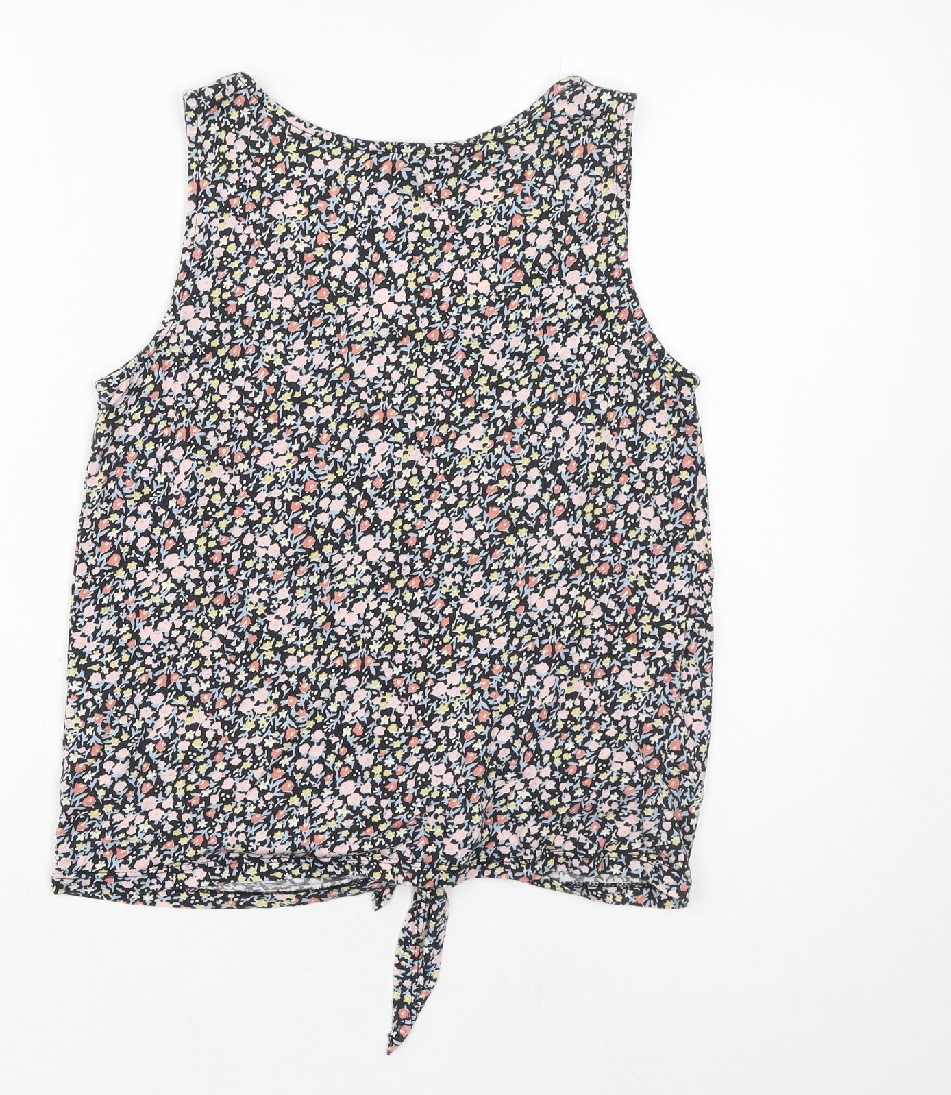 New Look Womens Multicoloured Floral Cotton Basic Tank Size 8 Scoop Neck - Tie Front