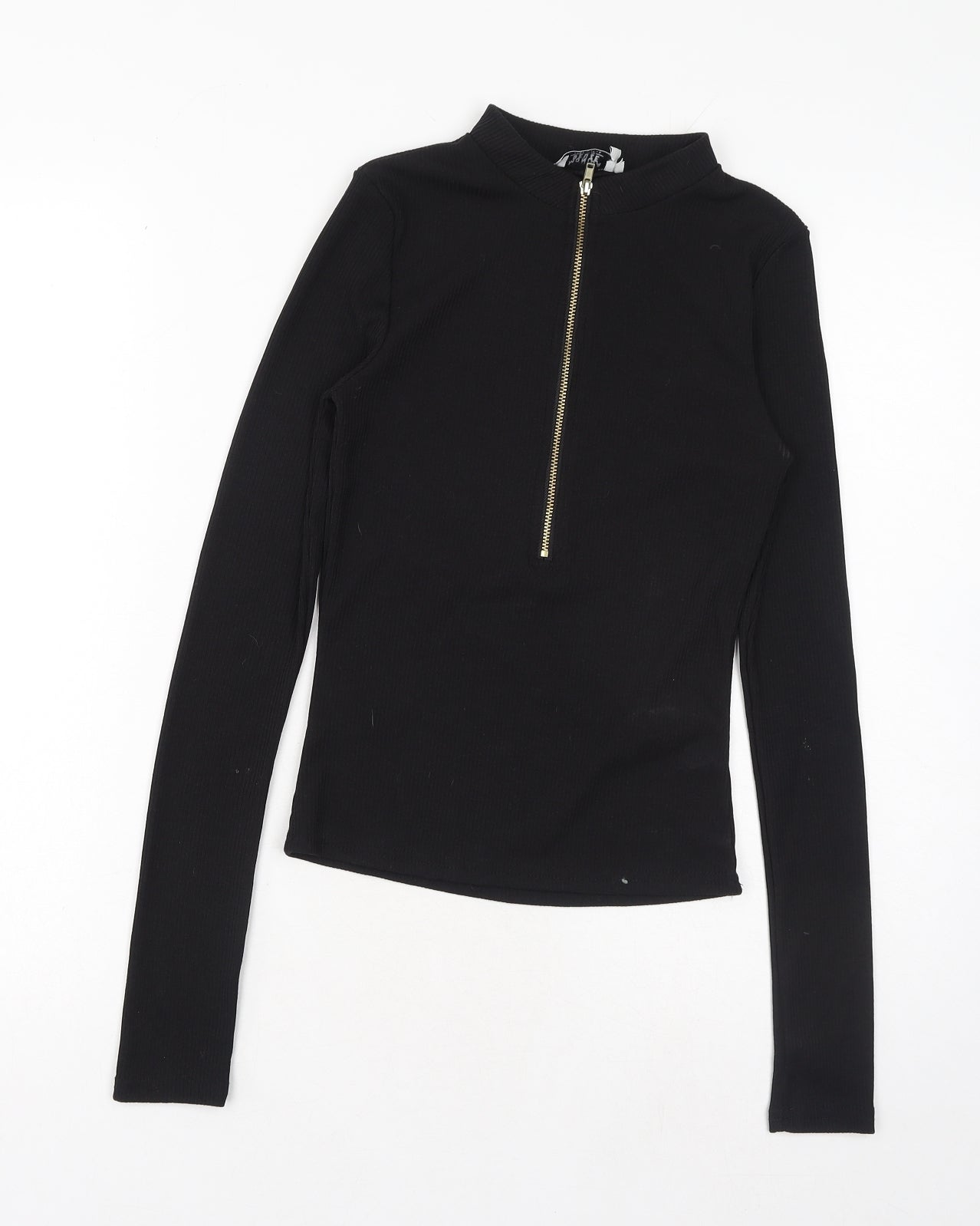 Monica Geuze Womens Black Polyester Basic Blouse Size XS Round Neck