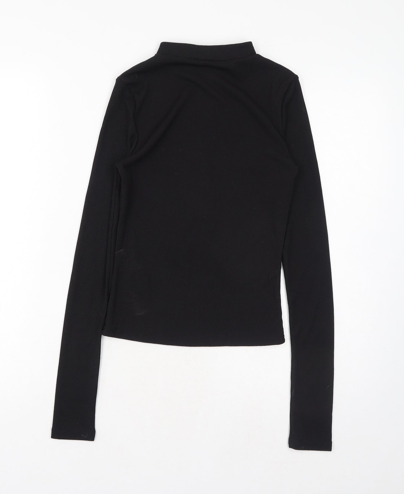 Monica Geuze Womens Black Polyester Basic Blouse Size XS Round Neck