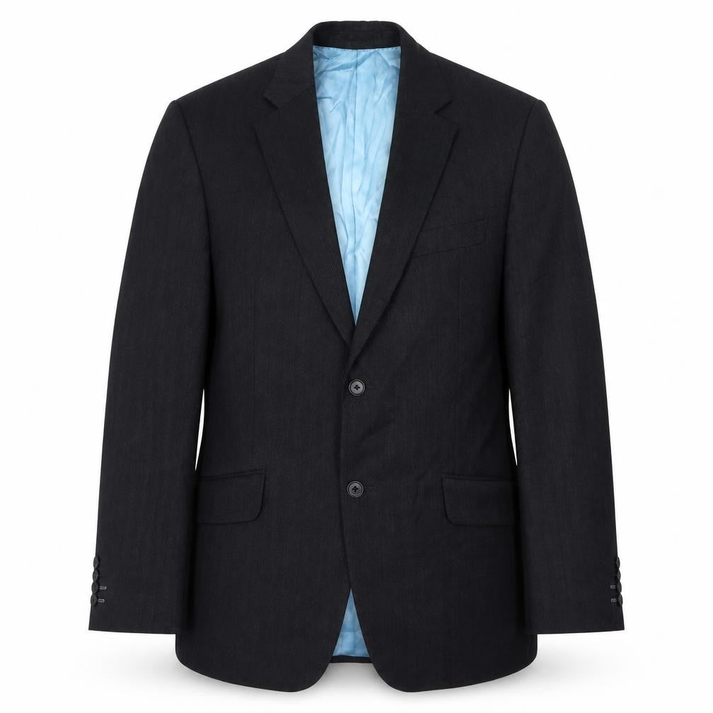 Preworn Mens Black Striped Wool Jacket Suit Jacket Size 40 Regular