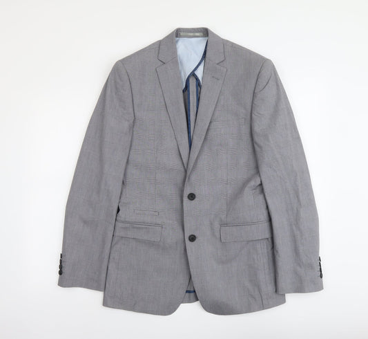 French Connection Mens Grey Plaid Polyester Jacket Suit Jacket Size M Regular