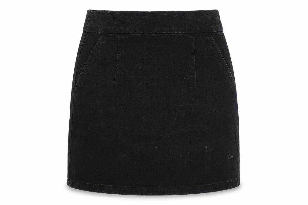 Topshop Womens Black Cotton Straight & Pencil Skirt Size 25 in Zip