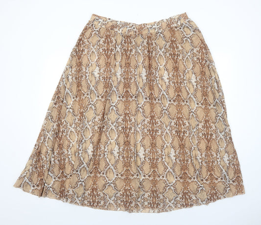 Marks and Spencer Womens Brown Animal Print Polyester Swing Skirt Size 18 - Snakeskin Pattern