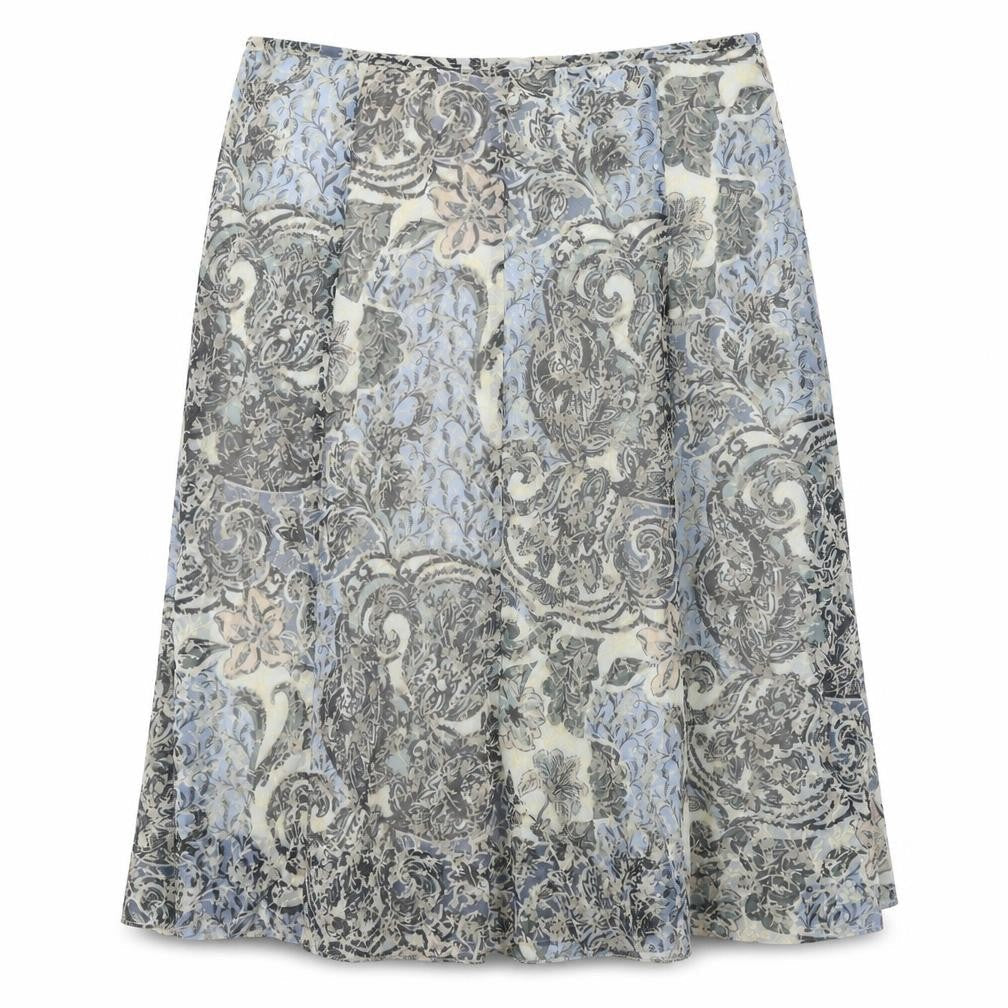 Classics Womens Beige Geometric Polyester Swing Skirt Size 14 Zip