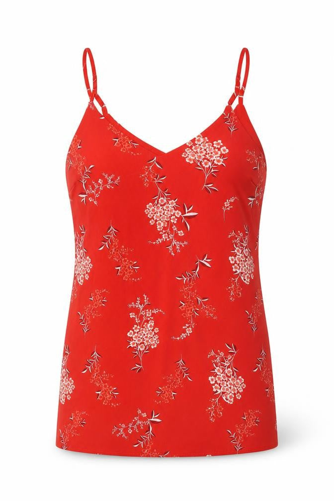 Cotton On Womens Red Floral Polyester Camisole Tank Size M V-Neck