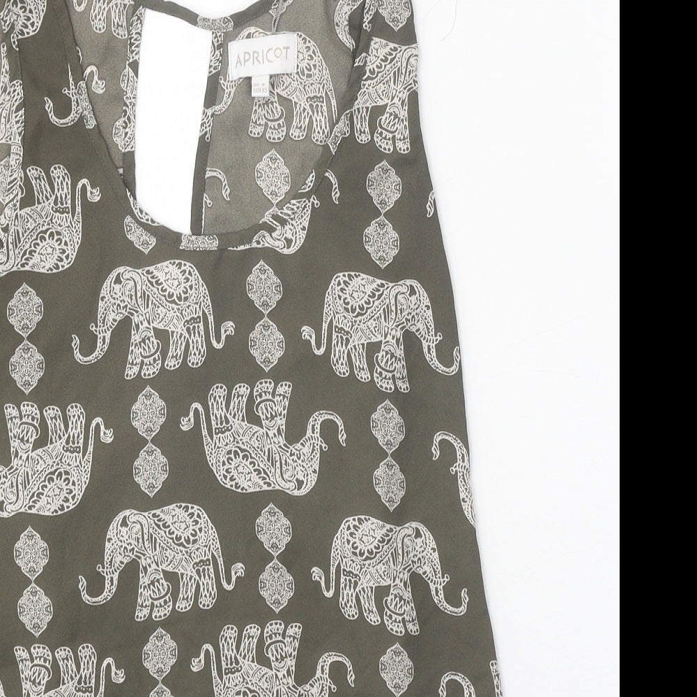 Apricot Womens Grey Geometric Polyester Basic Tank Size 8 Scoop Neck - Elephant