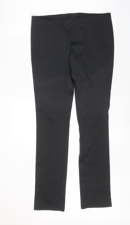 Topshop Womens Black Polyester Trousers Size 10 Regular Zip