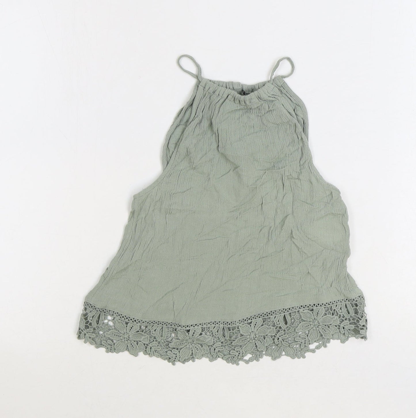 Divided by H&M Womens Green Viscose Basic Tank Size 6 Scoop Neck - Crochet
